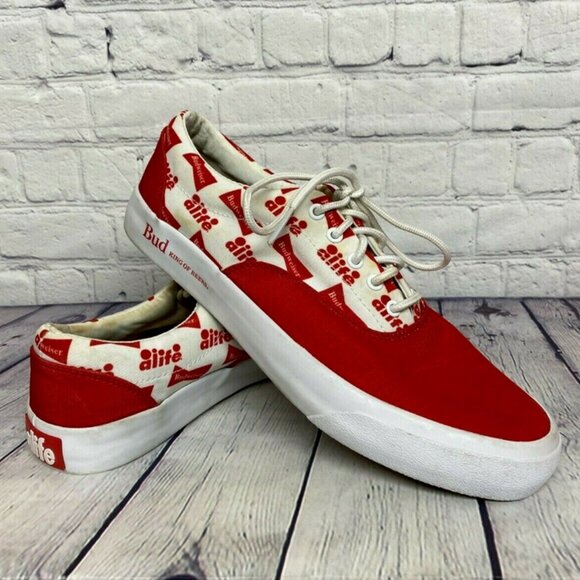 Alife Shoes Budweiser Sneakers Men Size 9.5 Red White Bud King of Beers - Picture 1 of 11